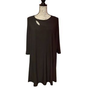 Tash + Sophie Ladies Size Large Black 3/4 Sleeve Jersey Neck Cutout Dress